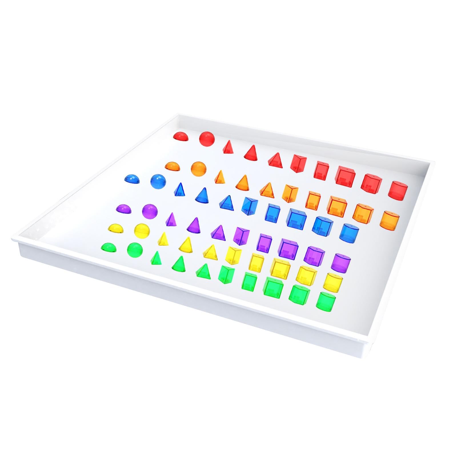 Sharplace 60 Bloques de Formas Geométricas Sólidas para Principiantes en Geometría, Materiales Didácticos Coloridos 3D Translúcidos para Niños.