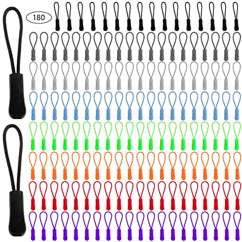 Liwein Etiquetas de Cremallera, 160PCS Tiradores de Cremallera Tiradores de Extensión Tiradores de Cordón Zipper Pulls para Mochilas Ropa Deportiva 8 Colores