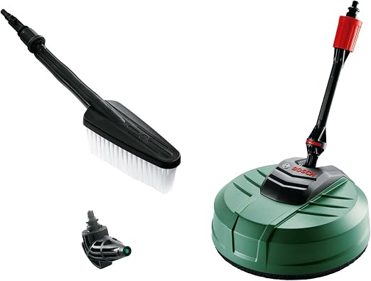 Bosch Home And Garden Zestaw do Czyszczenia Domu i Samochodu pod Ciśnieniem, ze Środkiem do Czyszczenia Tarasów, Szczotką do Mycia i Dyszą 90 Stopni, w Opakowaniu Kartonowym, F016800611