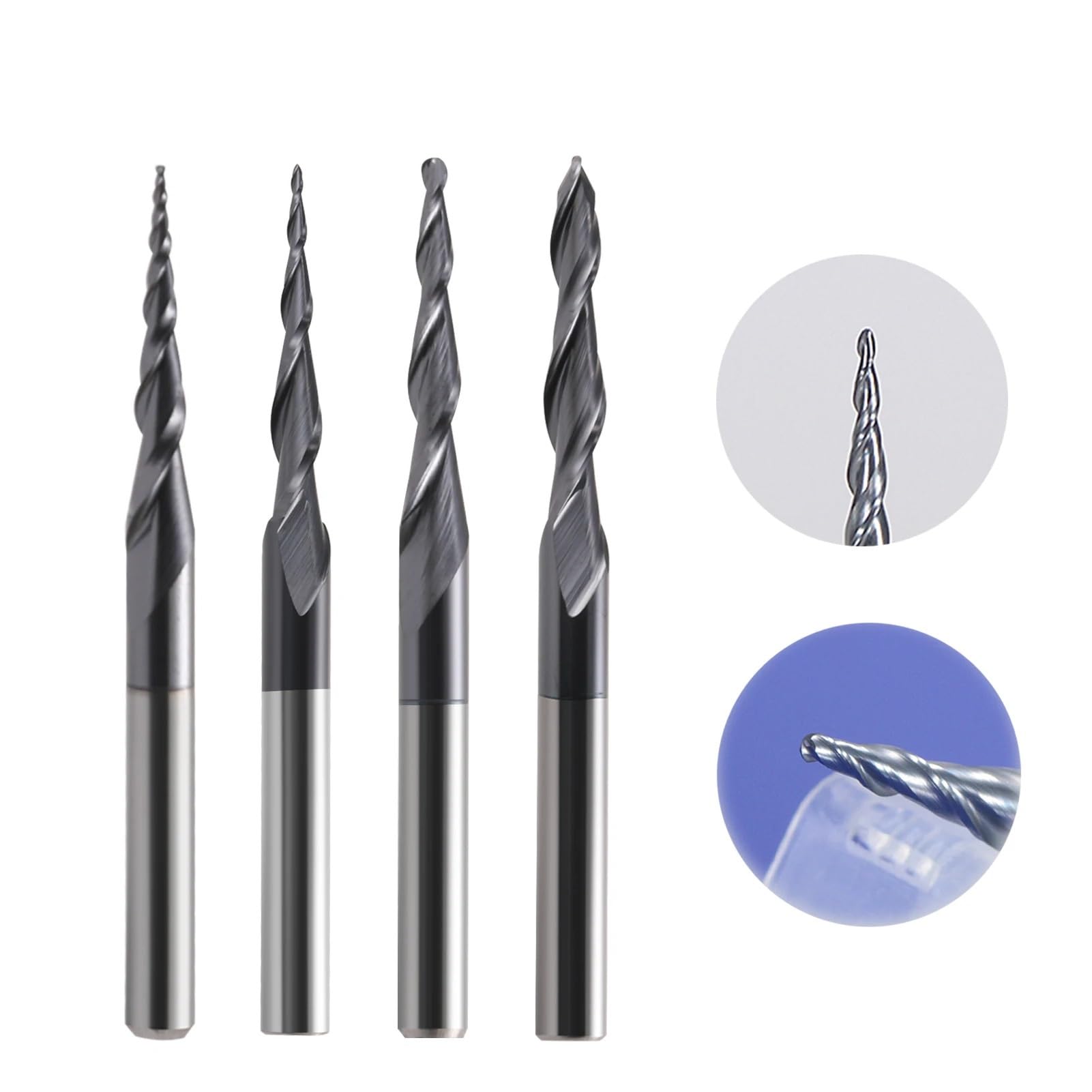Frez trzpieniowy stożkowy 6 mm HRC55 Frez węglikowy z 2 rowkami do drewna i metalu, 1 szt.(R2.0x30.5xD6x75L)