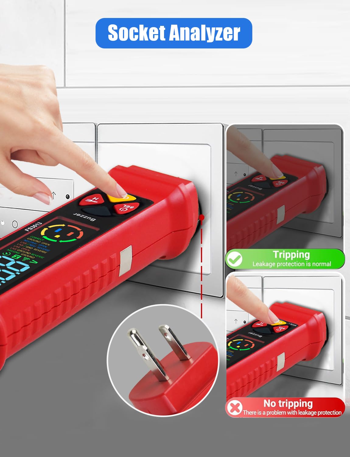 2-in-1 Voltage Tester & Outlet Tester, Dual Range AC 2-440V 50Hz-60Hz with LCD Display, Circuit Breaker Finder & Tracer Kit for Accurate Electrical Detection（No Batteries Included）