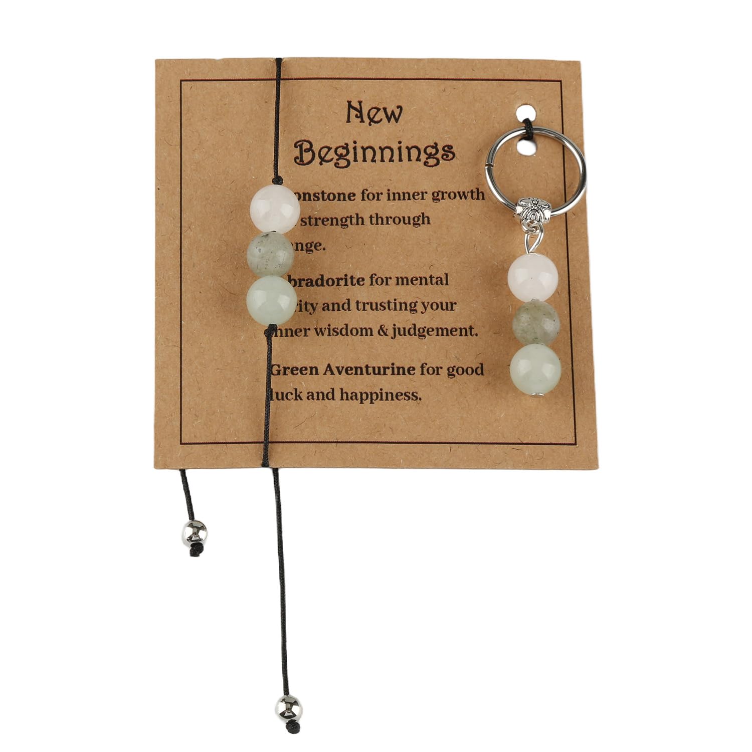 Tabanzhe Keyrings for Women,Healing Crystal Keychain with Bracelet for New Beginnings,Good Luck Gift with Card,Inspirational and Encouragement Present Set for Family Friends Colleagues