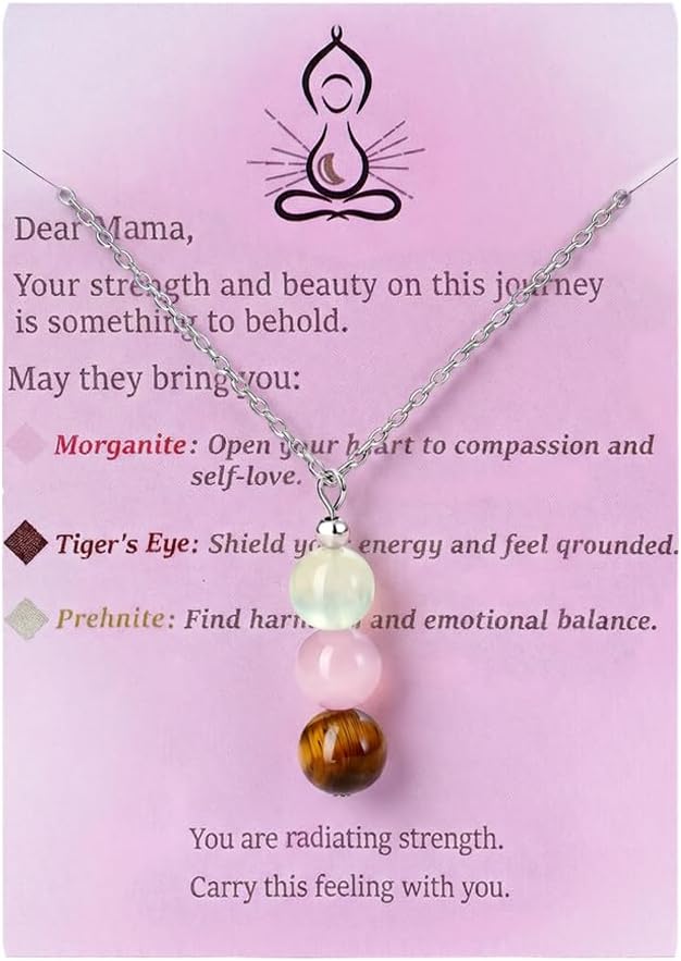 Krfy Crystal Necklaces for Women, S925 Sterling Silver Pendant Necklace, Blue Lace Agate/Moonstone/Lapis Lazuli/Malachite/Pink Morganite Calming Bead Crystal Drop Necklace Jewelry Gifts for Anxiety