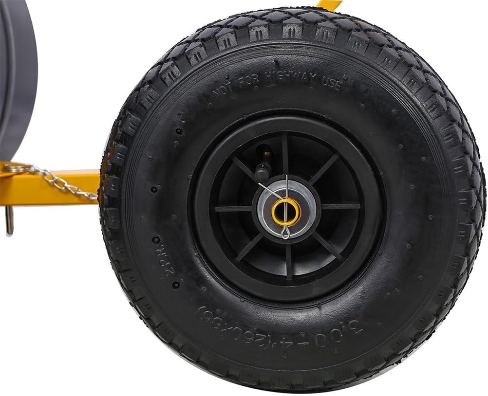 29" Heavy-Duty Snow Shovel with Wheels – Steel Frame Snow Pusher with 5-Angle Adjustable Blade, Ergonomic Cushioned Handle, 10" Anti-Skid Wheels for Driveway & Sidewalk Clearing,Yellow