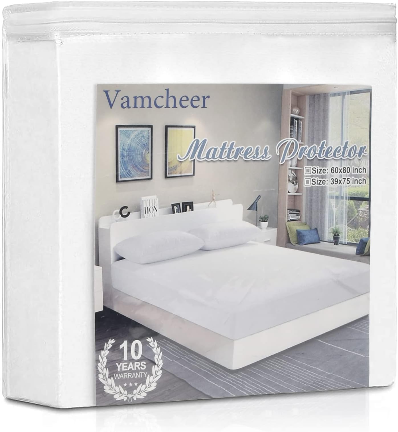 Vamcheer Mattress Protector Cover Twinsize - Waterproof Bed Protector Cover Twin, Noiseless Breathable Soft Terry Mattress Pad Encasement for Pets Kids Adults - Up to 21 inches