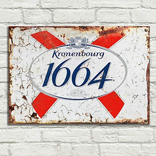 LBS4ALL Kronenbourg 1664 Signs Metal Plaque Aluminium Vintage Pub Tiki Bar Home Cafe Wall Beer Retro Club