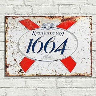 LBS4ALL Kronenbourg 1664 Signs Metal Plaque Aluminium Vintage Pub Tiki Bar Home Cafe Wall Beer Retro Club