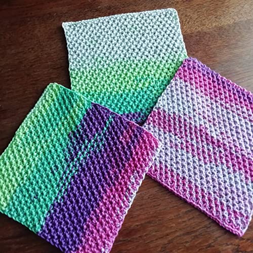 Colorful Set 3 Cotton Washcloths Super Absorbent Reusable Dishcloths Knitwear Square Soft Ecology Rags #TOP6