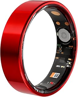 Smart Ring for Women Men with Sleep Monitoring, Step Counting, Heart Rate, Blood Oxygen, IP68 Waterproof for iPhone and Android, No Subscription Fee (Red, 8)