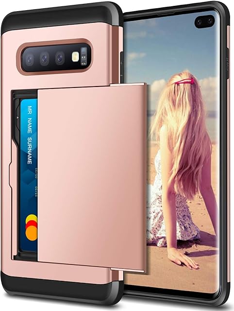 Coolden Case for Samsung S10 Plus Case Shockproof Case Galaxy S10 Plus Wallet Case Protective Case Rubber Bumper Phone Case Card Holder Slot Wallet Case Cover for Samsung Galaxy S10 Plus (Rose Gold)