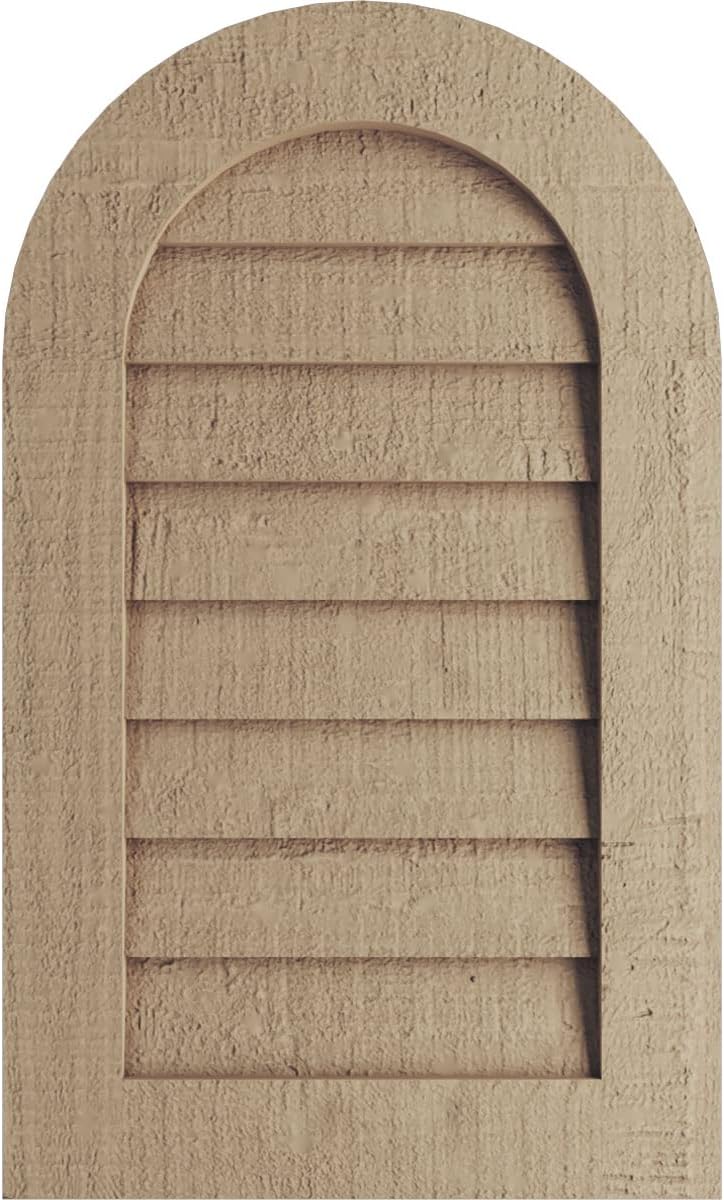 Ekena Millwork GVURRT12X24DSMPR Timberthane Rustic Smooth Round Top Faux Wood Non-Functional, Primed Tan Urethane Gable Vents, 12"W x 24"H, Primed