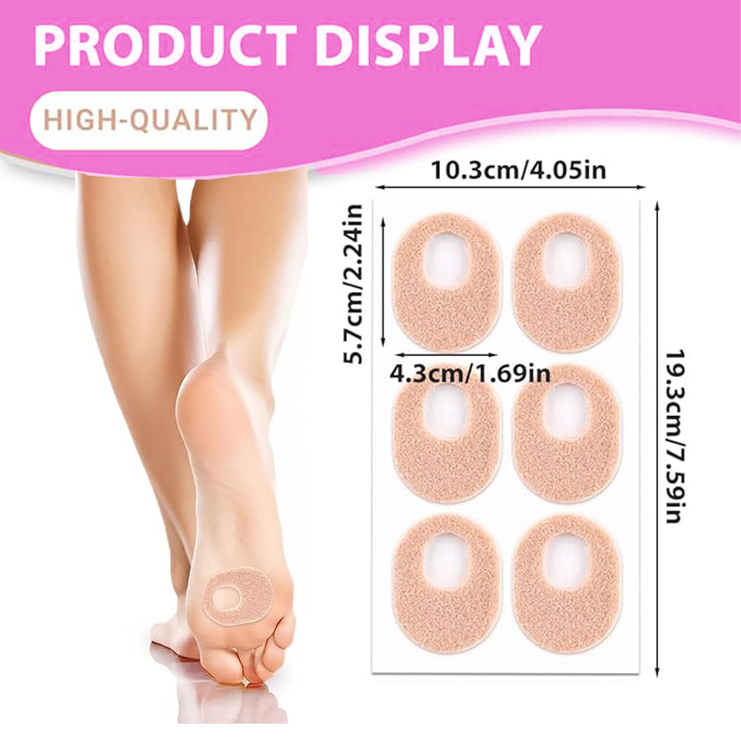 24 PCS Almohadillas para Callos,Anillos Protectores de presión,tiritas para Callos,tiritas para Rozaduras en los pies,Almohadillas para callosidades,Protectores autoadhesivos para Callos