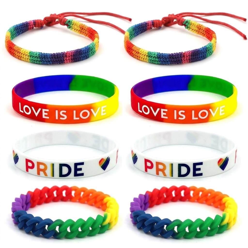 Czdtq 8 Pcs Rainbow Bracelets, Gay Pride Rainbow Bracelet, Gay Pride Accessories, Prides Friendship Wristbands, Men Women Unisex Prides Bracelet, Woven Rainbows Wristband for Men Women Gay Lesbian