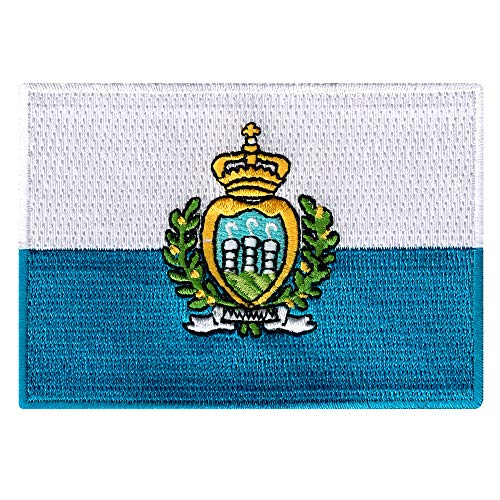 Cypress Collectibles - San Marino Flag Patch - Premium Embroidered Appliqué - European Country Iron On Patches - Dimensions: 3.5" x 2.5"