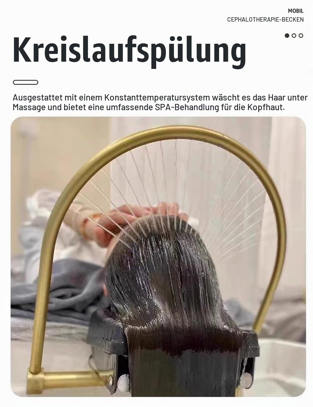 Bewegliches Head Spa Gerät, Haarwaschbecken Mit 60L Wassertank, 4 Rollen mit Feststellbremse, verstellbarem Kopfkissen, Lichttherapie, Verneblung, geeignet für Spa-Salons, Friseurläden, Weiß