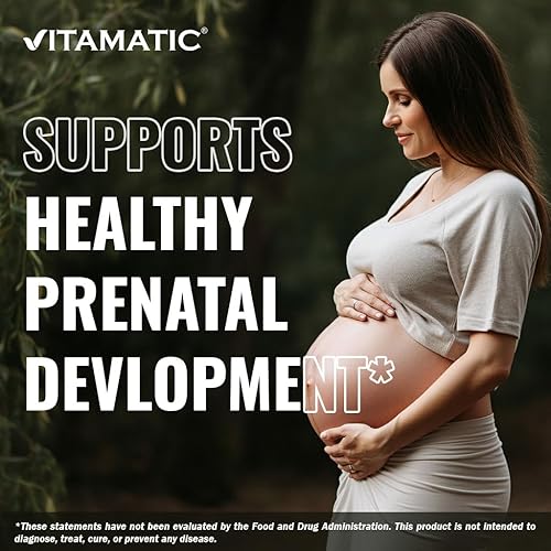 Vista 4 de Vitamatic Ácido fólico 1000 mcg (1 mg) - 240 tabletas vegetarianas (paquete de 2) 1667 mcg DFE - Vitamina B9 para la salud prenatal, cardíaca