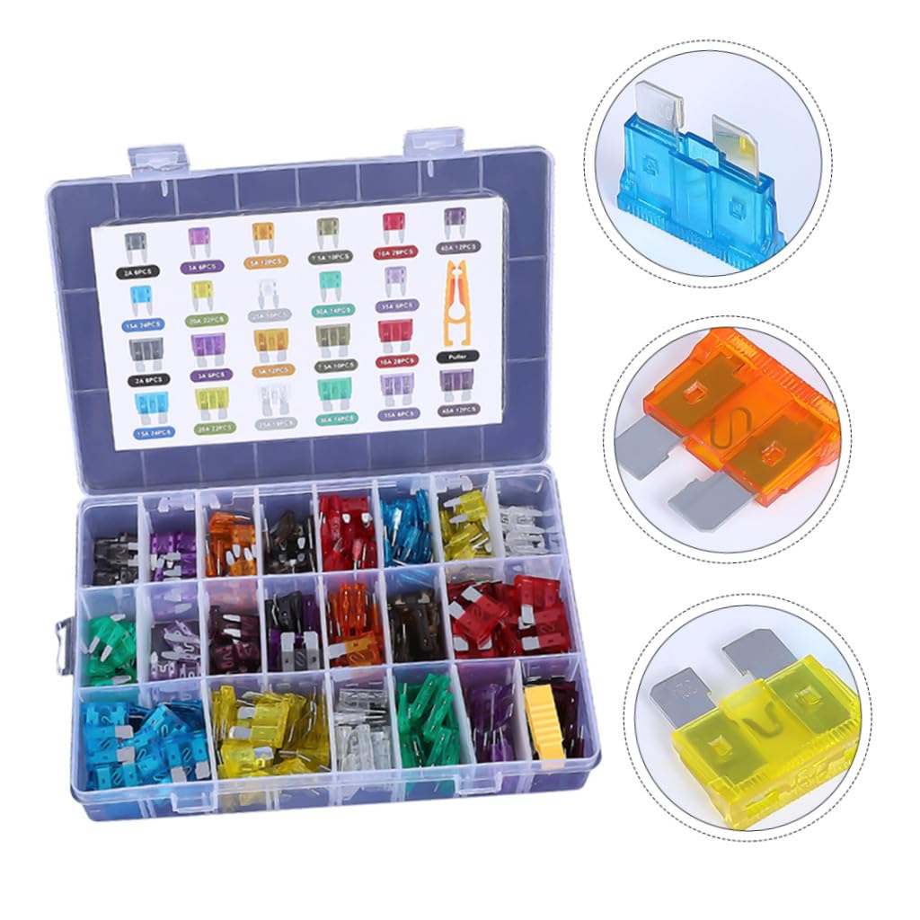 Mikinona Kit di Fusibili Lama per Auto Assortiti, Lega di Zinco e Pc, 300 Pezzi, con Estrattore, Protezione da Sovracorrente per Auto
