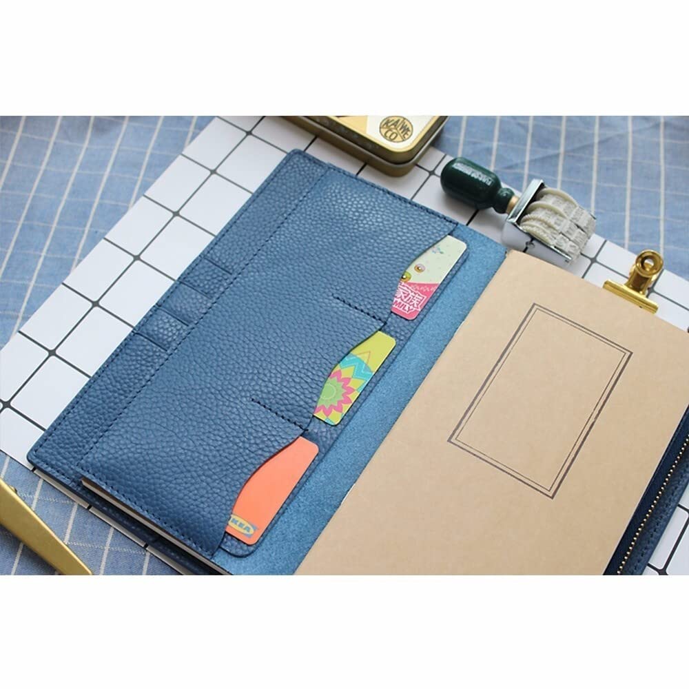 Zwischenablage für Bürobedarf Leder Card File-Halter mit Lager Zipper-Beutel for Handgemachte Kuh-Leder-Notebookzubehör Skizzenplaner Haltbarer Clip mit niedrigem Profil (Color : B L Brown)