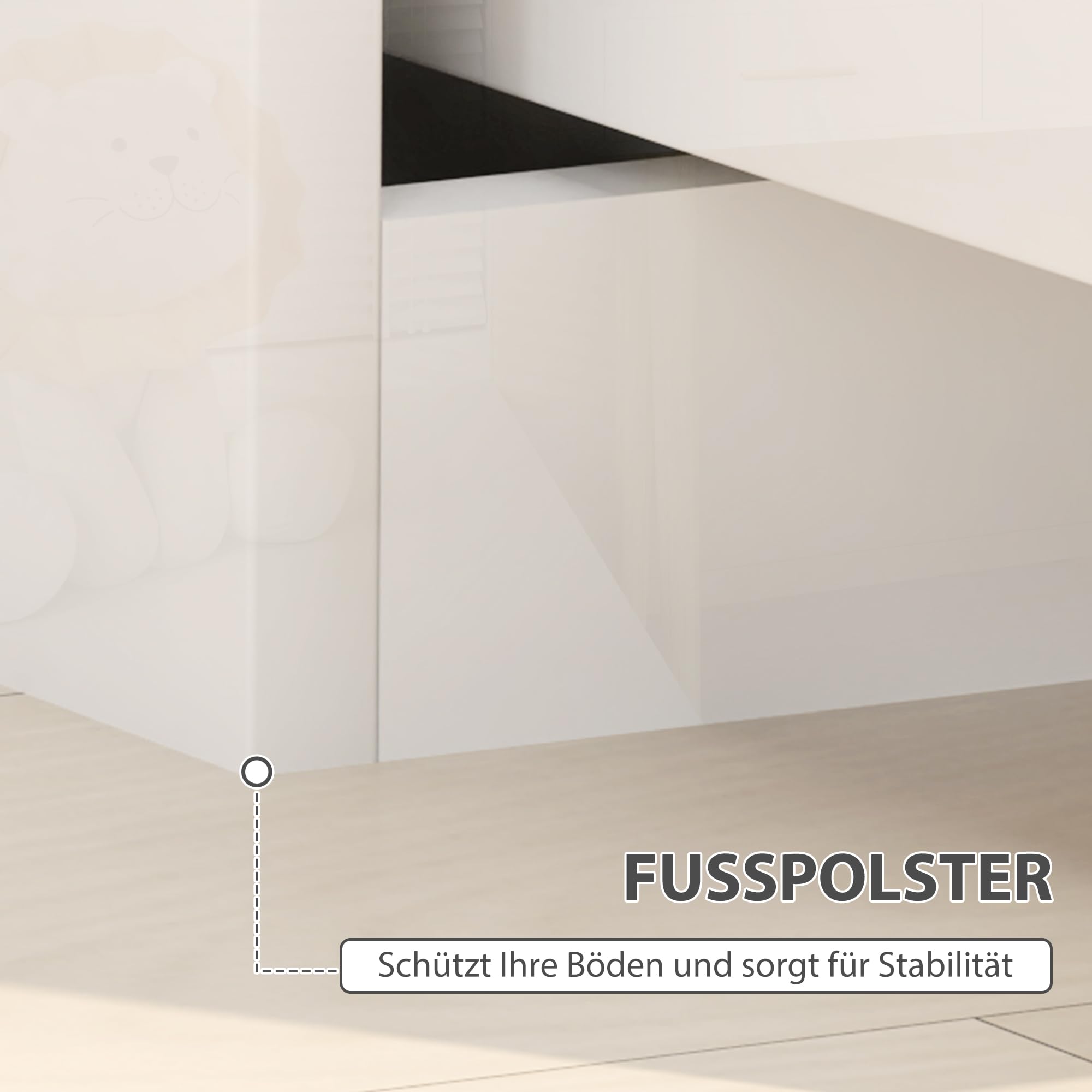 HOMCOM Nachtschrank Nachttisch 2 Schubladen 40 x 40 x 48 cm Hochglanzweiß