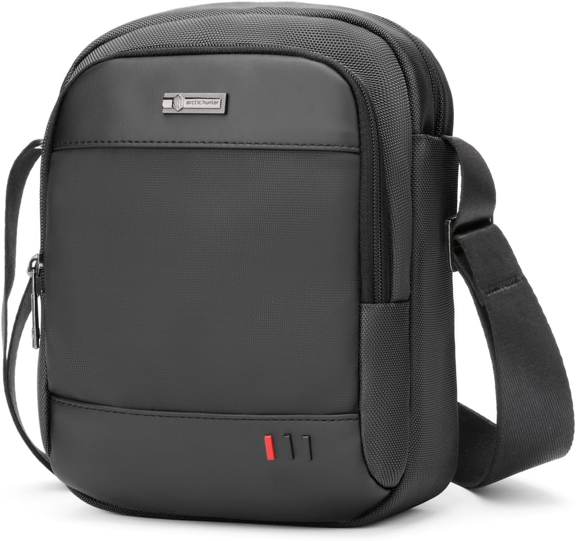 Arctic Hunter Small Sling Bag for Men 4L Side Bag Sleek Crossbody Bag for 8-inch iPad Pocket Premium Mobile Bag 1680D Polyester Water-resistant Shoulder Bag for Business Office Casual