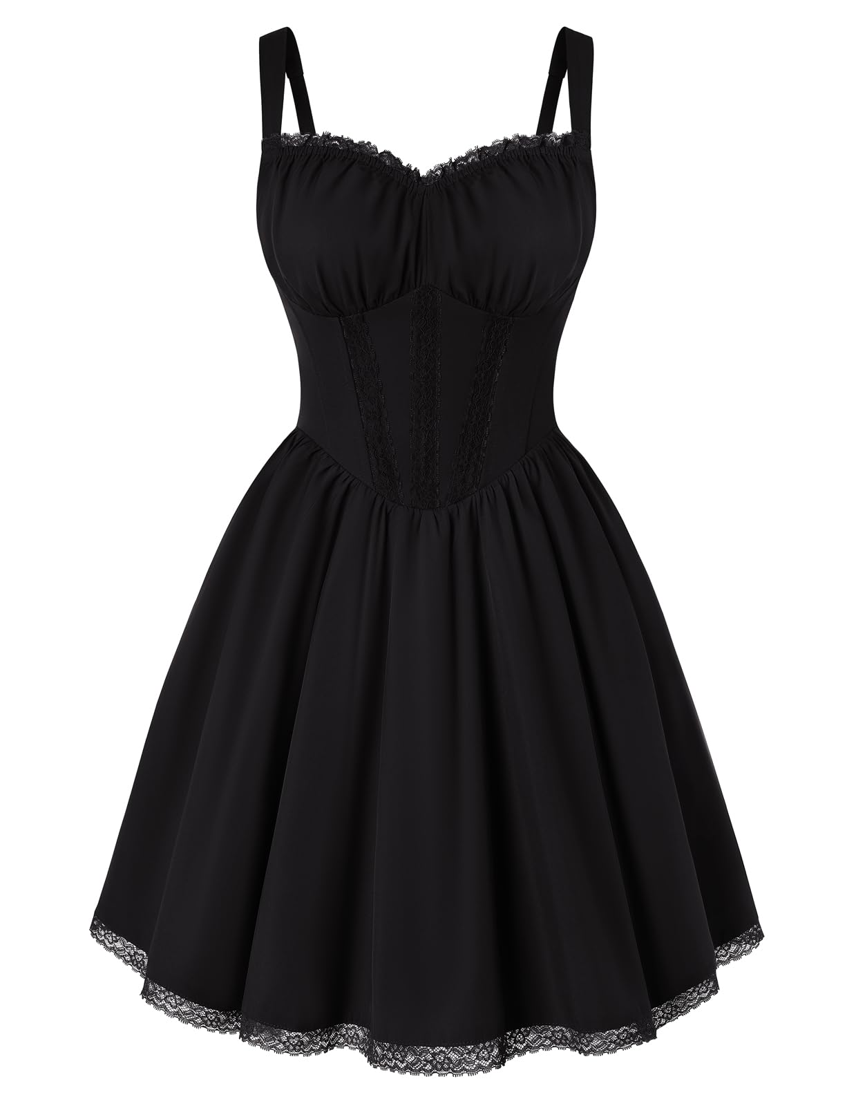 SCARLET DARKNESS Sommerkleid Damen Spaghettiträger Hochzeitsgast Kleid