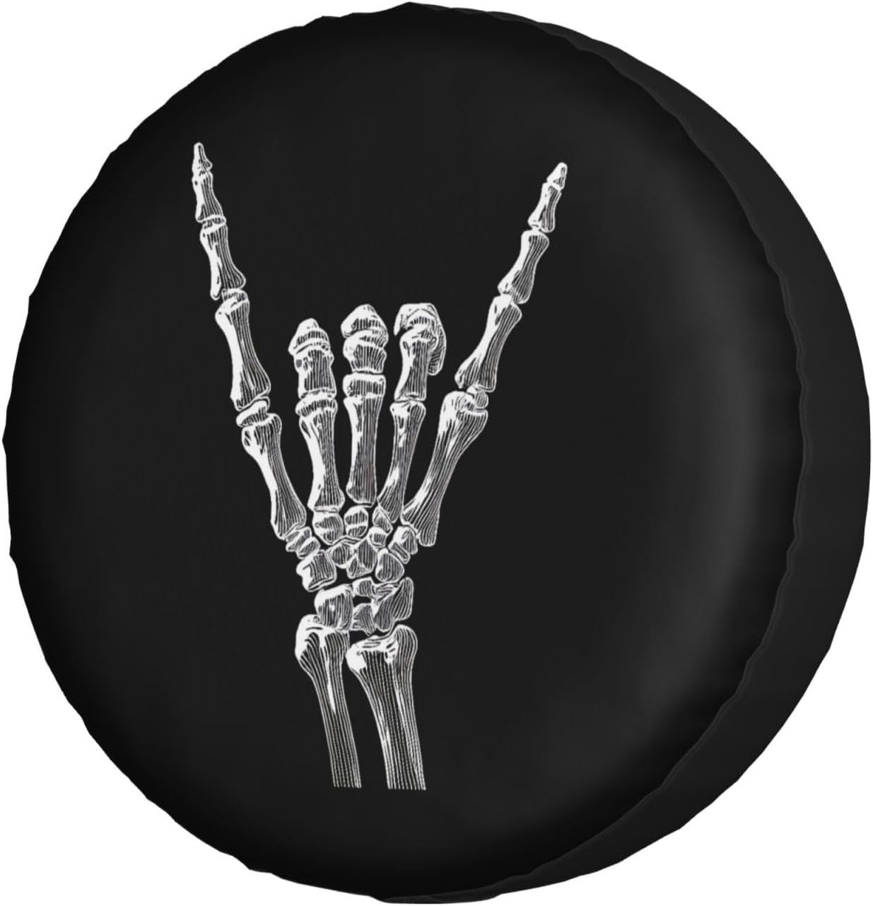 Hang Loose Sign Skeleton Hand Spare Tire Cover 17 inch Waterproof Dust-Proof Universal Spare Wheel Tires Covers Fit for Jeep,Trailers, RV, SUV,Many Vehicle Diameter 31”-33”