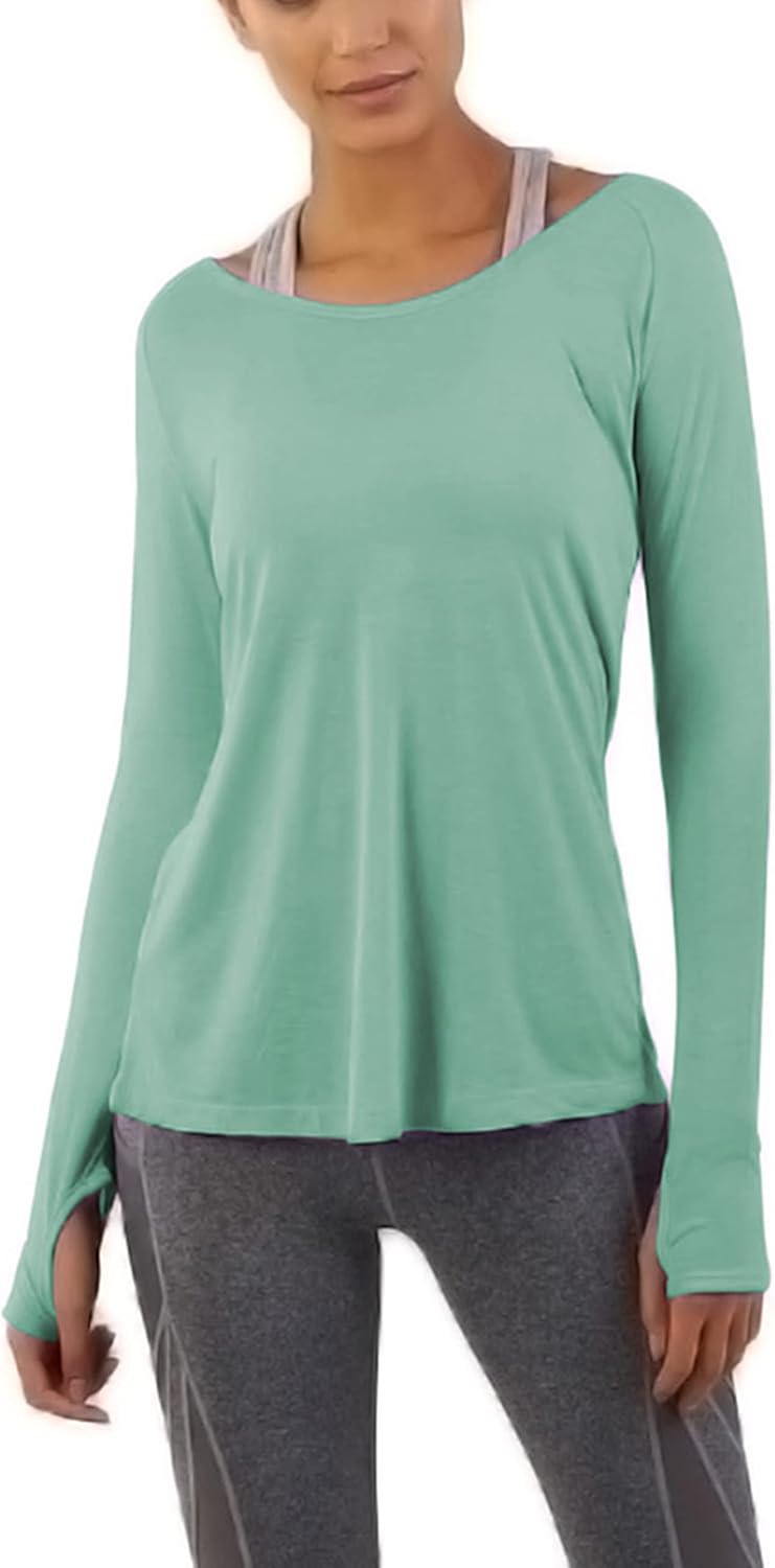 Bestisun Long Sleeve Yoga Workout Tops Lightweight Thumbhole Shirts Athletic Wear for Women - Image 2