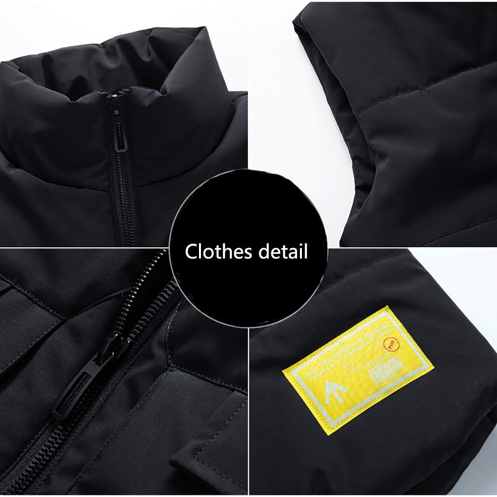 EPANO Zimowa kamizelka narzędziowa ciepłej męskiej Kamizelka z siatki z wieloma kieszeniami (Color : Nero, Size : M)