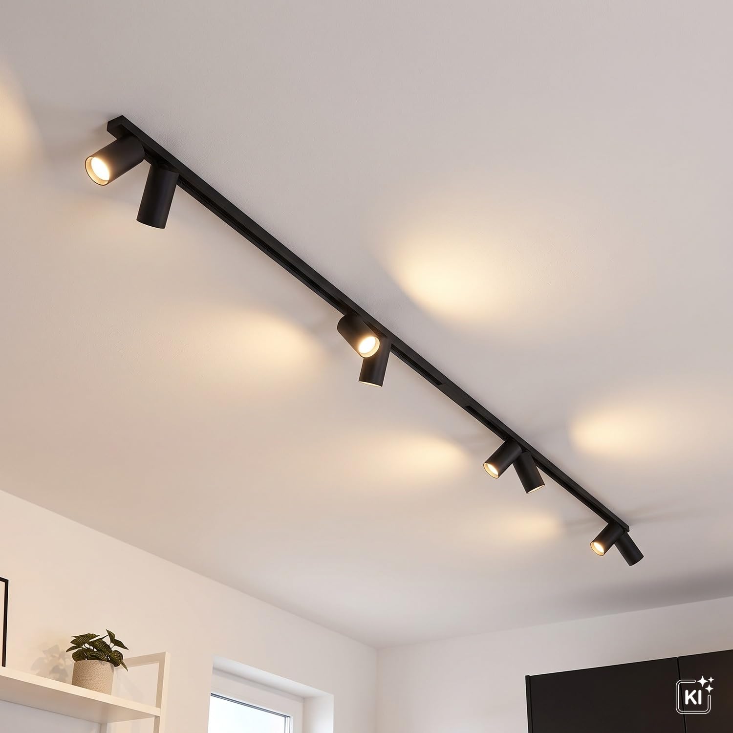 Licht-Erlebnisse Deckenstrahler Schwarz 300 cm lang XXL 8-flammig für GU10 verstellbar schwenkbar Modern Spot Lampe Deckenleuchte Wohnzimmer Küche Büro