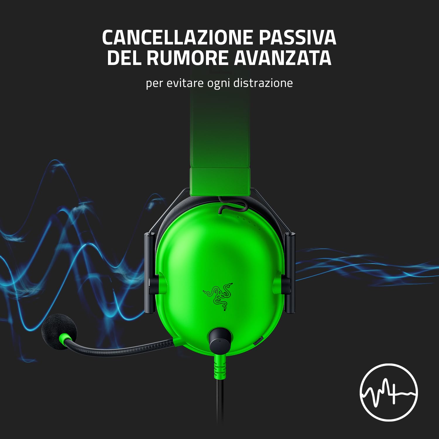 Razer BlackShark V2 X - Cuffie E-Sport cablate multipiattaforma (Cuffie cablate con driver da 50 mm, cancellazione del rumore per PC, Mac, PS4, Xbox One e Switch) Verde