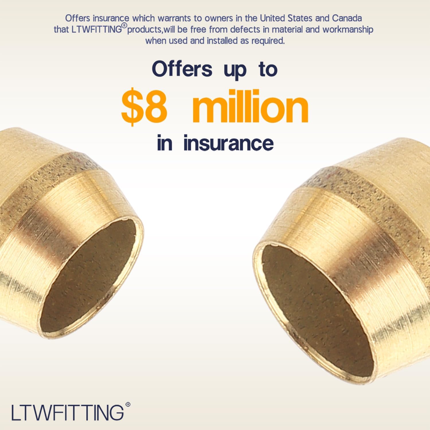 LTWFITTING 3/16-Inch Brass Compression Sleeves Ferrels,BRASS COMPRESSION FITTING(Pack of 50)