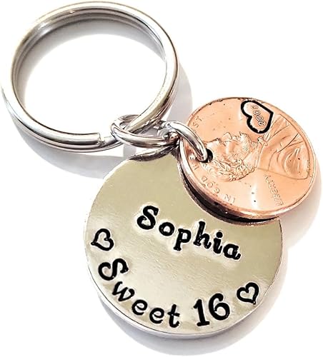 Miniatura 8 de Sweet 16 Happy 16th Birthday Lucky Copper 2007 Penny Key Chain for New Driver Gift