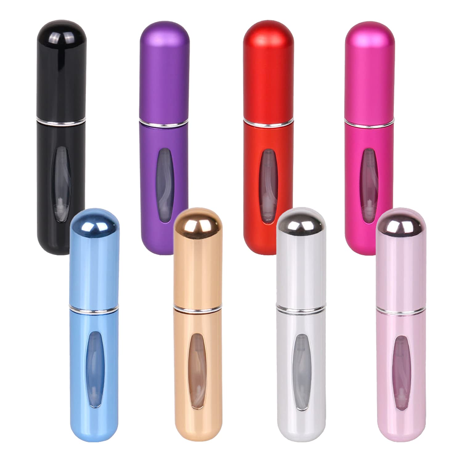MATALI Portable Mini Refillable Perfume Atomizer Bottle, 8 Pcs Pack of 5ml Refillable Perfume Spray, Travel Case