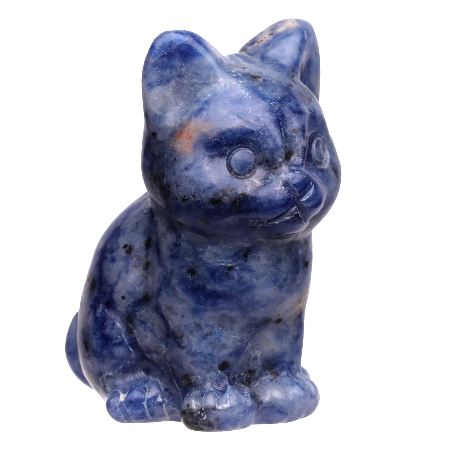 Statue de chat en sodalite naturelle - Pierre de poche et cristal