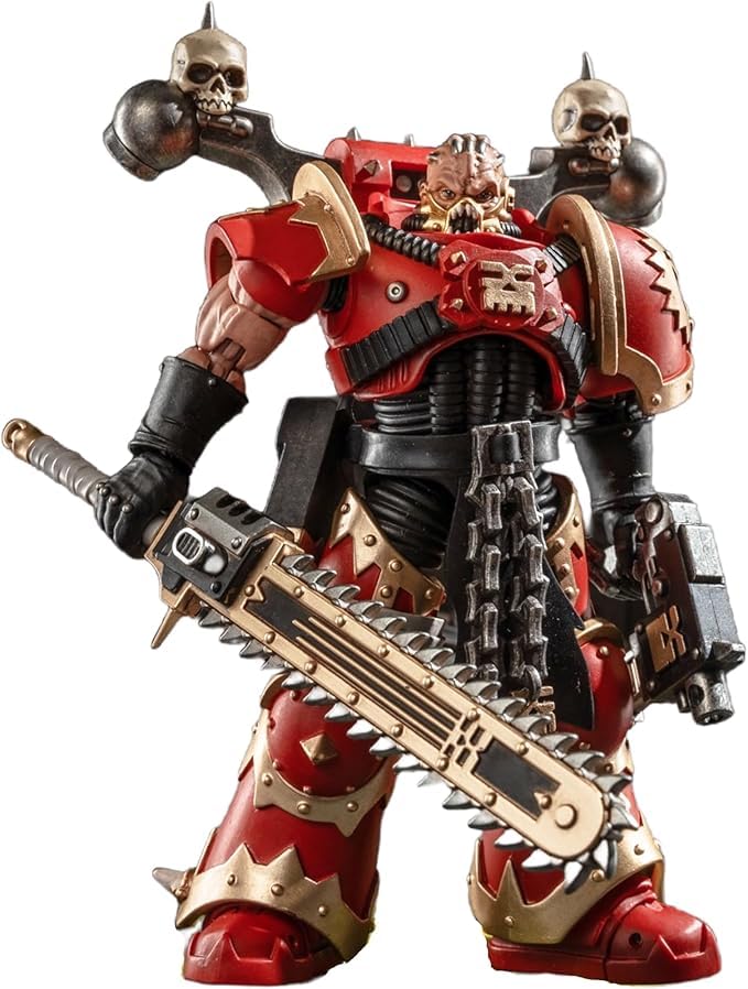 JOYTOY 1/18 Warhammer Toy Figure 40k, World Eaters Khorne Berzerker with Eviscerator Chainsword, 13 cm Collectible Figure, 15 Years and Older, The Perfect Choice for Fans and Collectors — image 1
