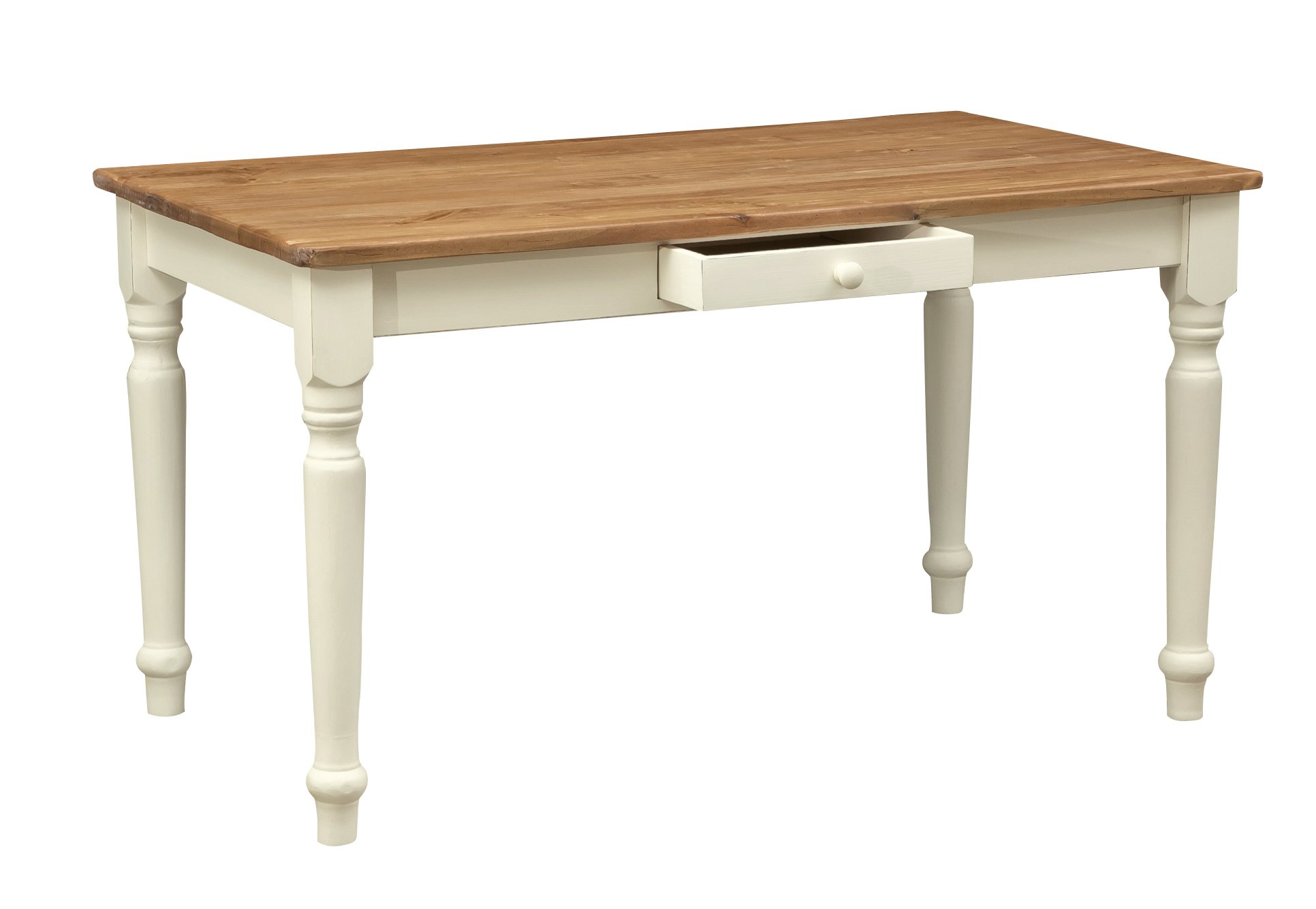 Biscottini Esstisch Holz 140x80x80 cm Made in Italy - Küchentisch Holz mit Schublade - Esszimmertische massiv - Massivholztisch Esszimmer - Wohnzimmertisch handwerklich