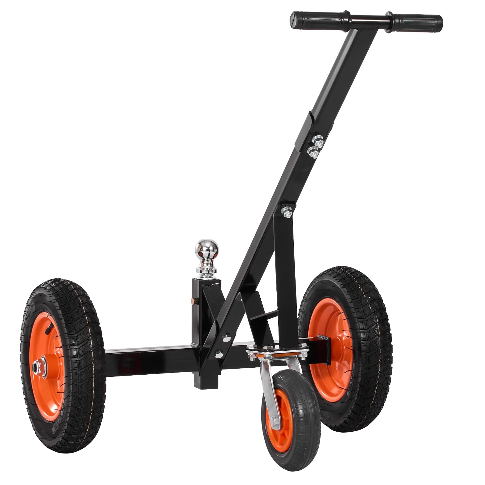 VEVOR Carrello per Rimorchio in Acciaio al Carbonio Regolabile in Altezza 42,5 cm a 56 cm, Sfera di Attacco e Pneumatici, Trasportatore Spostamento Rimorchi per Camper, Capacità 454 kg