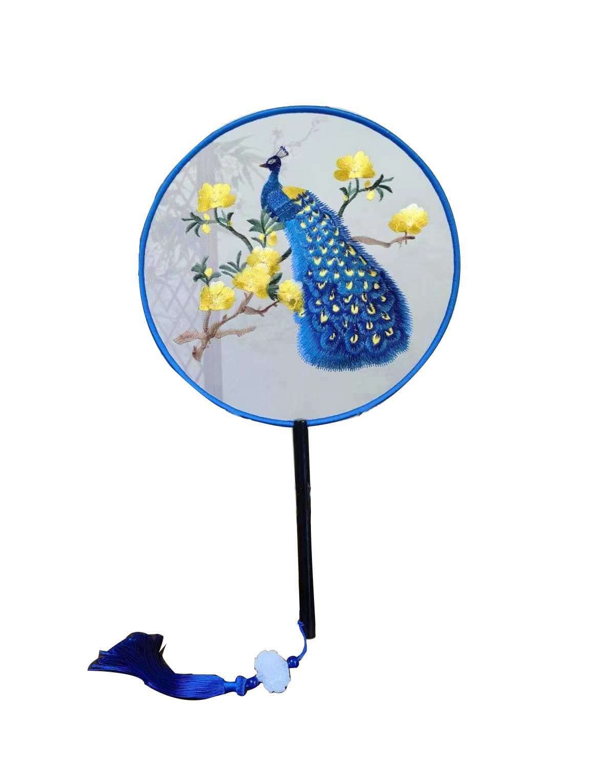 Uplateng Embroidered Ancient Round Fan Su Embroidery Retro Round Fan Hanfu Cheongsam Accessories Round Fan Chinese Traditional Dance Fan (3)