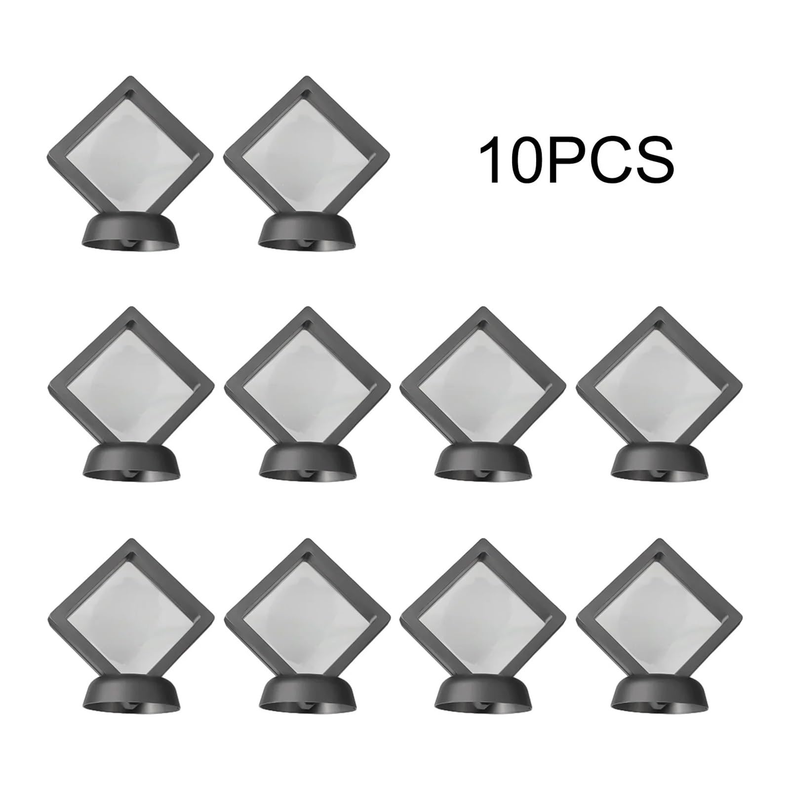 Cornici Galleggianti per Esposizione 5/10 Pezzi 3D Floating Frame Holder Stand Box Clear Jewelry Ring Coin Display Case Coin Jewelry Hanging Transparent Packaging Box(White 5PCS)