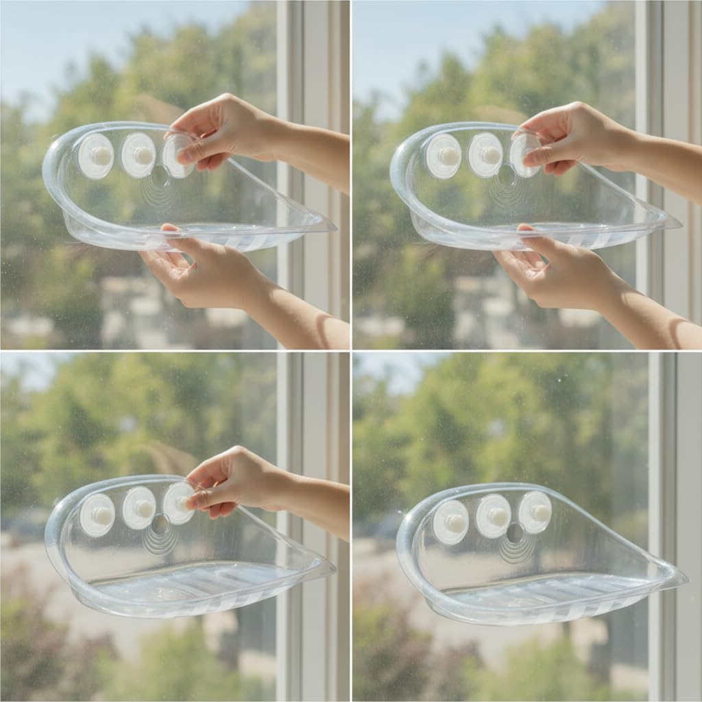 Perchoir Fenêtre Chat Transparent, Plastique - Facile à Nettoyer - hamac pour Chat - 52x32x21 cm - Caoutchouc - pour Les Chats