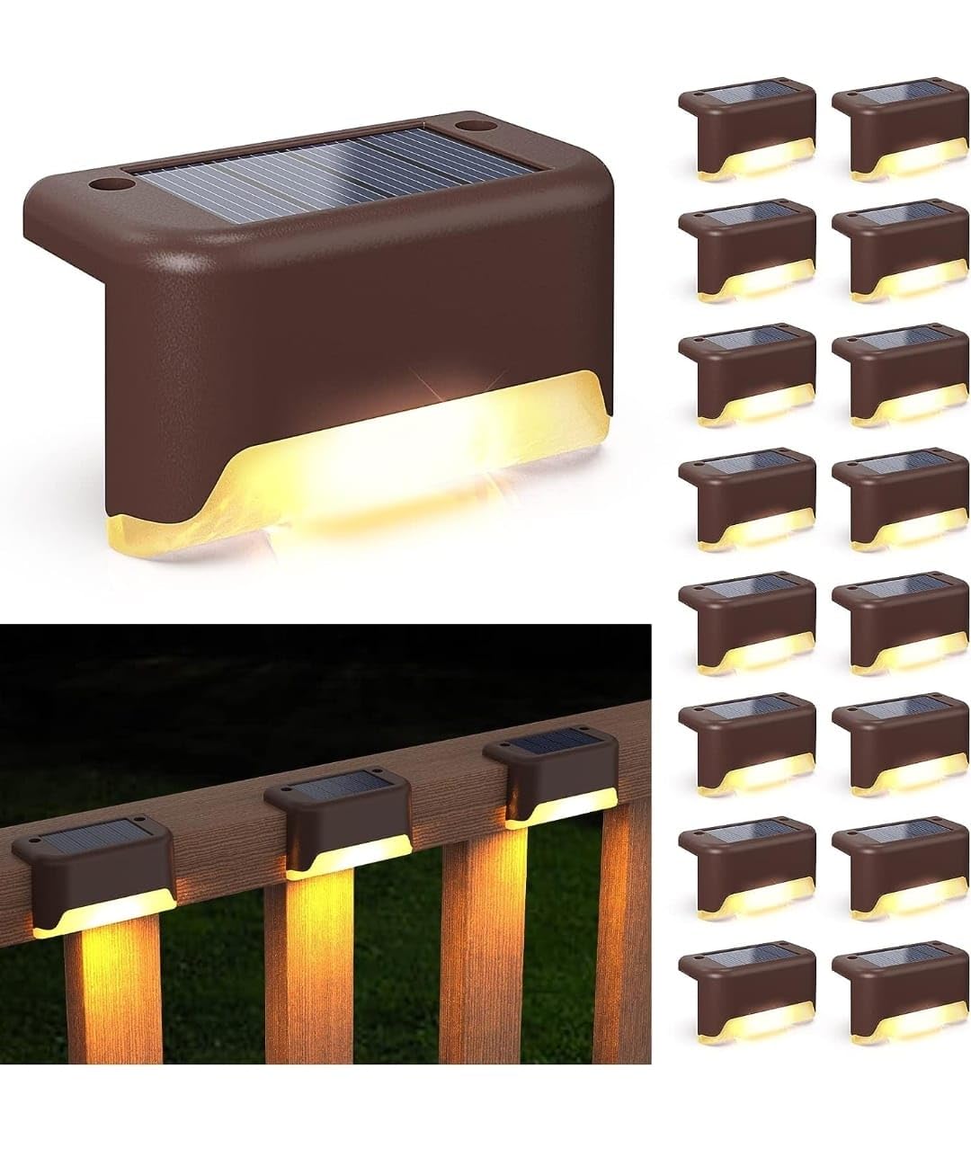 IDELLA Solar Deck Lights Outdoor, 8PCS Solar Step LED Waterproof Lighting for Outdoor Deck, Patio, Driveway (Warm White) (B0D2DKFKCH) Amazon Price History, Amazon Price Tracker