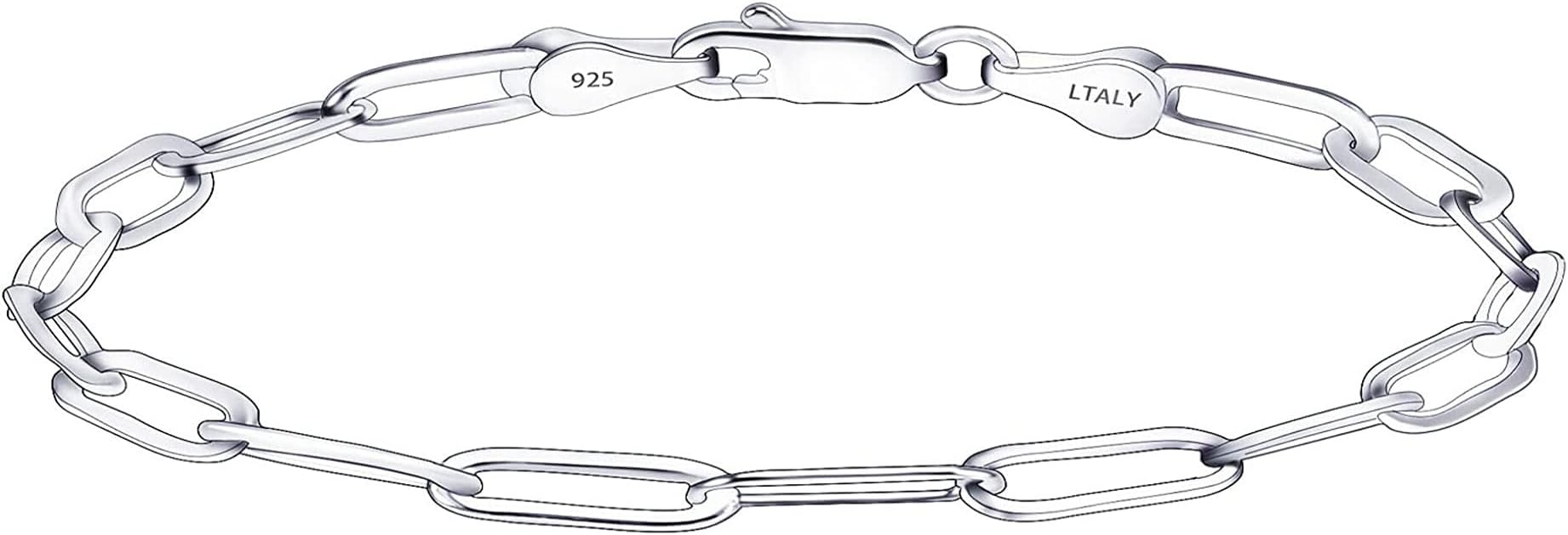 WaitsoulSilver Bracelet for Women 3mm 4mm 5mm Diamond-Cut Paperclip Chain Bracelet for Men 6.5/7/7.5/8/8.5/9 Inch