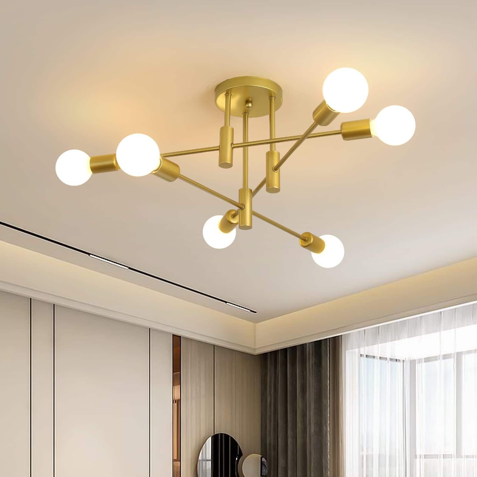 Modern Chandelier Ceiling light,Gold Industrial Ceiling Lamp