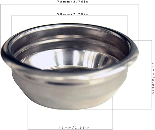 Miniatura 4 de Cesta de filtro de espresso de 2.283in, dos tazas de una sola pared, accesorio sin presión, compatible con portafiltro Breville de 2.283in