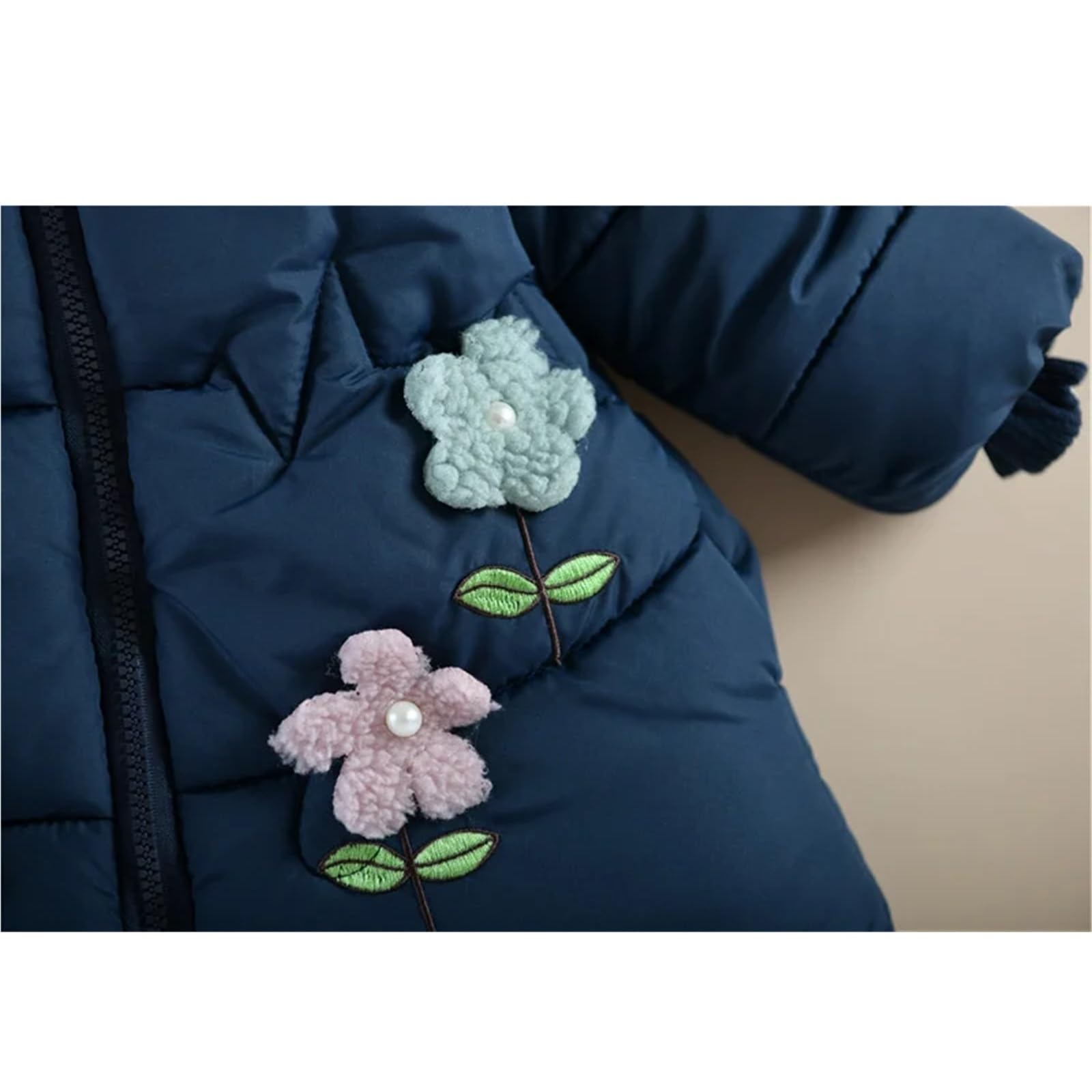 Gepolsterte Daunenmäntel for Baby-Mädchen 2024 – niedliche lässige Winterjacken mit Kapuze, verdickte Baumwollparkas for Kinder (2–4 Jahre)(Pink,4T(Size 110))