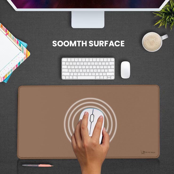 Image of Desk Mat 60x30 cm (11 x 23 inch) Khaki | Large Mouse Pad for Office Computer Laptop Keyboard | Waterproof Anti-Slip Rubber Base Desk Mat