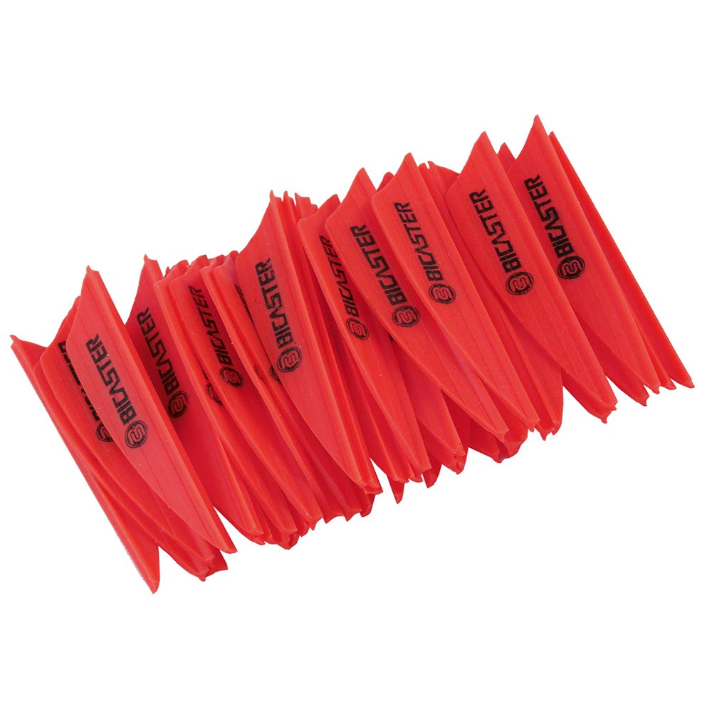 BICASTER Archery Vanes 1.75 inch Archery Fletchs Shield Cut - 100pcs (Red)