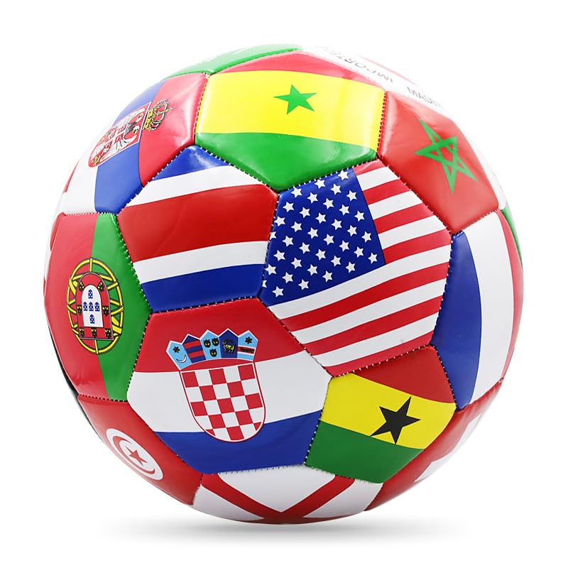Nzkeuf Balón de fútbol de tamaño 5, pelota de fútbol para exteriores, para niños, unisex, talla 5, pelota de fútbol para jugar y entrenar regularmente, espesar a prueba de explosiones para niños