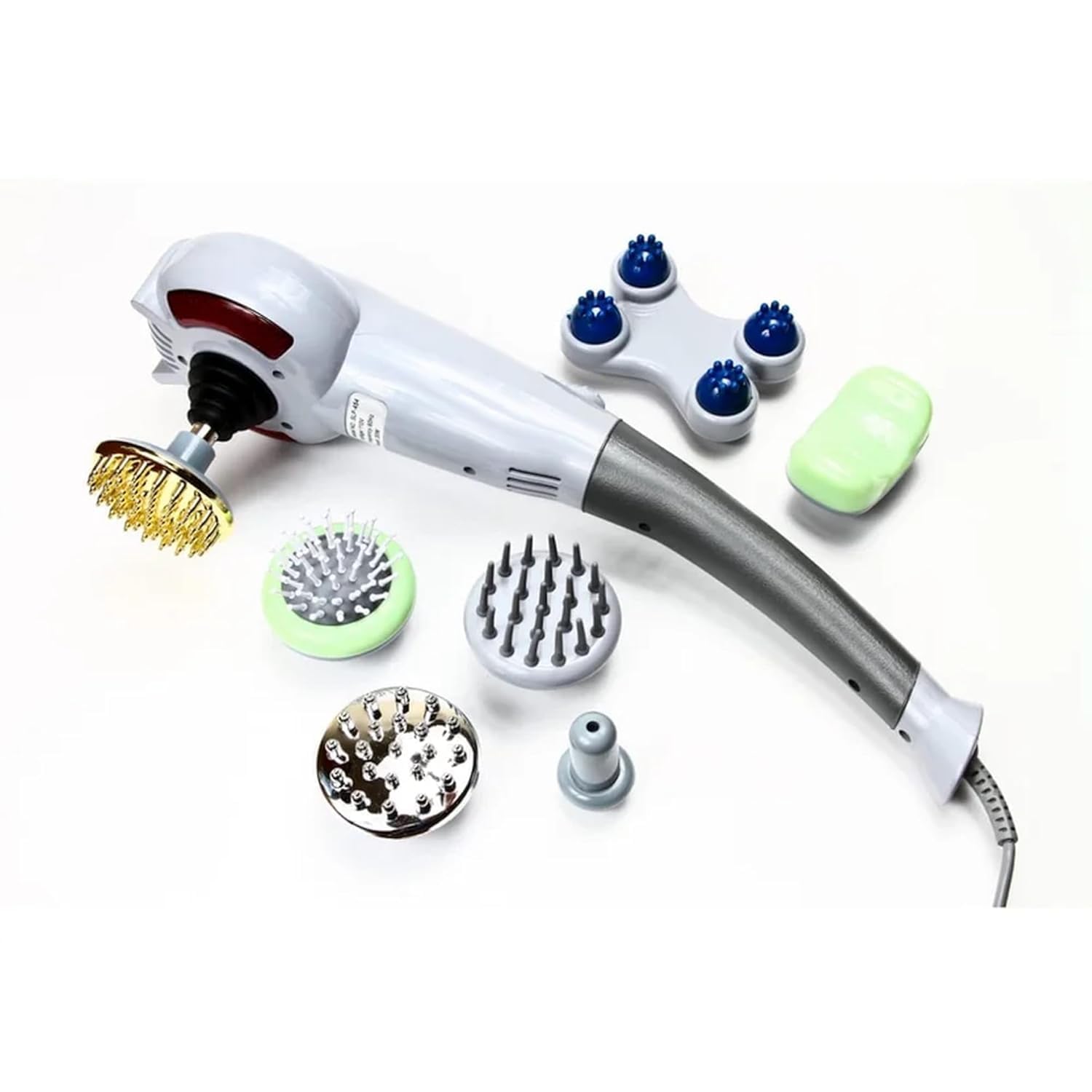 Nirvik Full Body Massager for Pain Relief | Magic Corded Electric Massager for Men & Women| Directly Plug-in Body Massage Machine with 7 Heads, Good for Neck, Back, Legs (Grey)