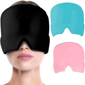 Migraine Relief Cap, Reusable Cold Hot Therapy Migraine and Headache Relief Cap, Single-Sided Gel Ice Hot Head Wrap for Chronic Migraine, Tension Headache, Sinus Stress, Puffy Eyes Black
